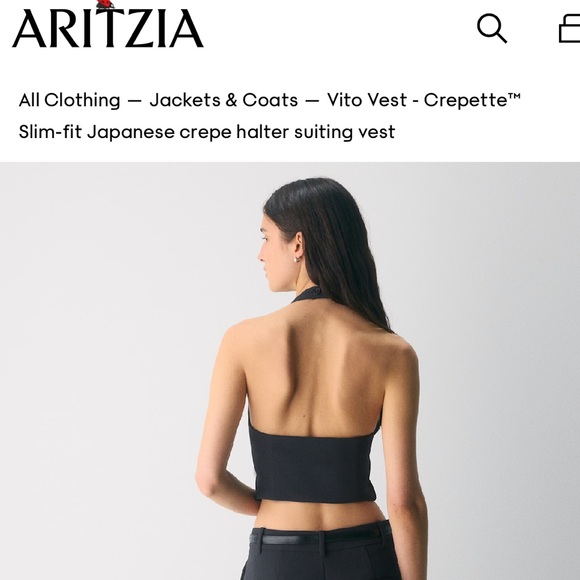 Aritzia Wilfred Vito Vest Crepette Halter Navy Size 2 – Tailored Suiting Top - Picture 2 of 7